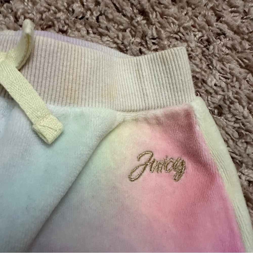 Juicy Couture Kids Tie Dye Rainbow Velour Pants Girls Size 4T Cute Spring